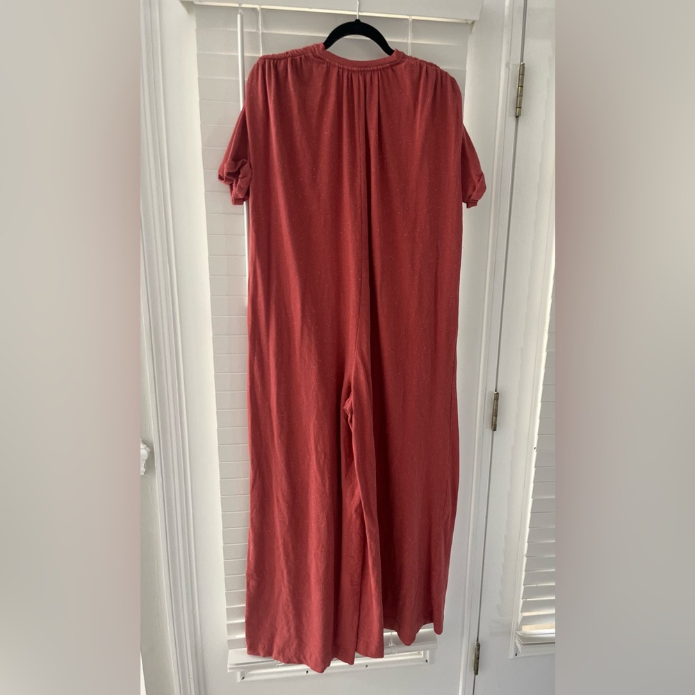 Free People Rust Red Button-Front Jumpsuit Romper - Picture 3 of 10